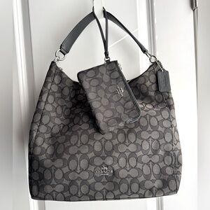 COACH East/West Celeste Signature Canvas Logo Hobo Bag with matching wallet